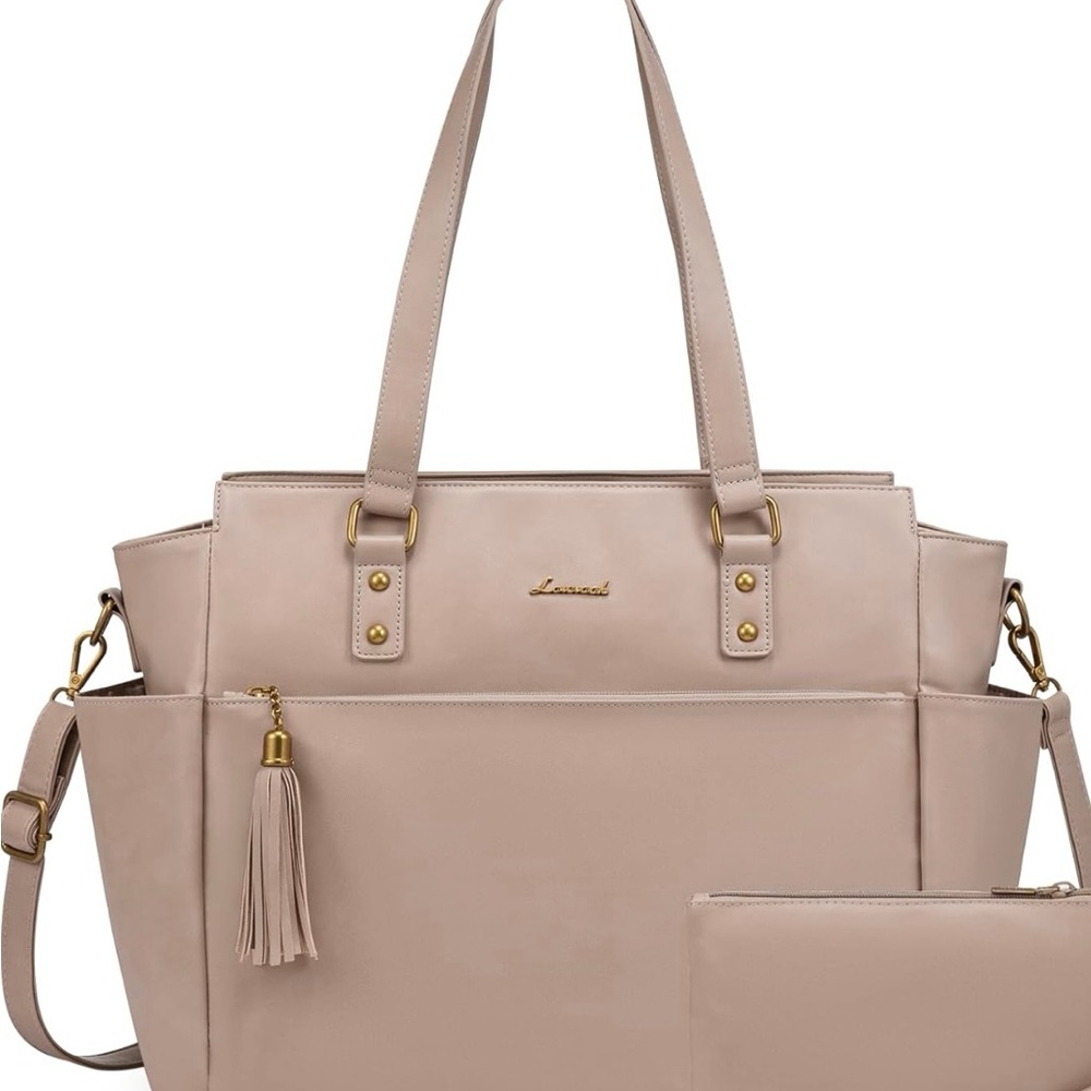 Chic Taupe Tote Bag with Tassel by [Brand]